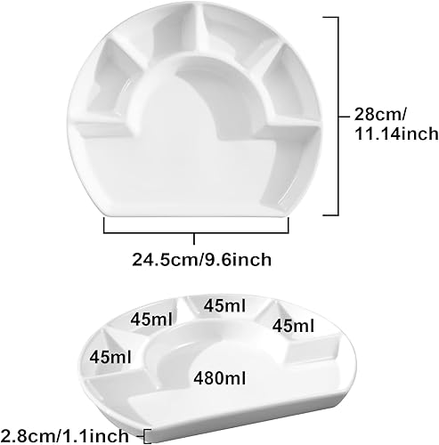 Miniatura 5 de Cinf Compartimento dividido Plato de cerámica Platos de salsa Platos para servir Platillos Tazón Cuenco en forma de cuadrante Cena Ensalada Bandeja