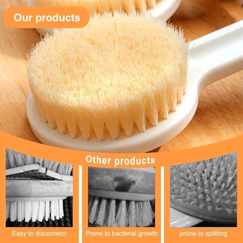 Image of Silicone Bath Brush with Long Handle - Soft Bristles Back Scrubber for Shower | Body Massage - Exfoliating Dirt Removal Brush for Men | Women (Shower brush)