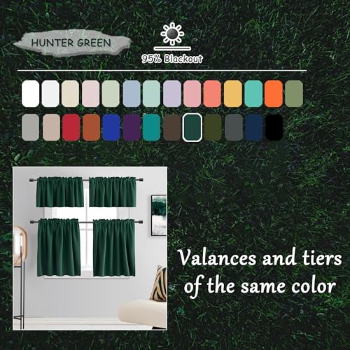 Image of DONREN Emerald Green Blackout Thermal Insulating Window Curtain Drapes for Living Room with Rod Pocket (52 W X 96 L,2 Panels)
