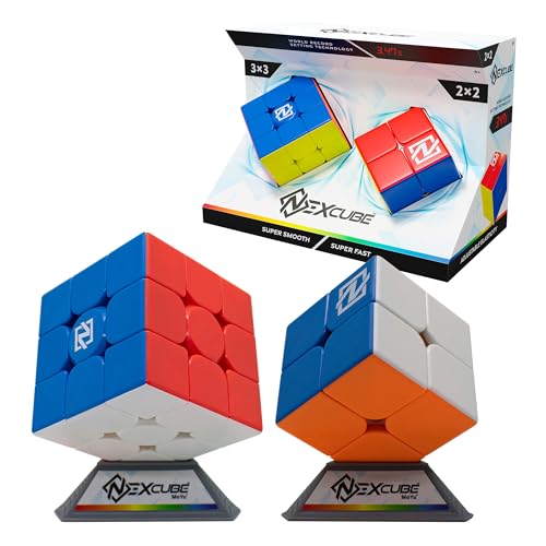 Nexcube 3x3 + 2x2 Clasico El Cubo para Speedcubers. Máxima Velocidad. Sin Pegatinas. con posicionamiento preciso y Sistema de Doble Ajuste, Multicolor (64559903)