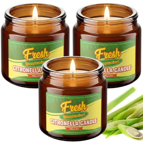 STRN Citronella Candle, Indoor Outdoor Lemongrass Scented Candle, 3-Pack - image 1