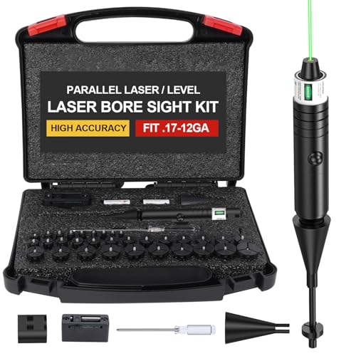 Vantara Laser Bore Sight Kit - Green Laser Bore Sighter Includes Level & Laser-Converter & Premium 32 Adapters fit 0.17 to 12 GA Multiple Caliber Boresighting Hunting Accessories (Black)