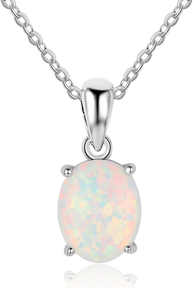 YAZILIND S925 Sterling Silver Oval Opal Pendant Necklace Women Wedding Party Jewellery