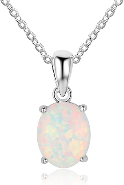 YAZILIND S925 Sterling Silver Oval Opal Pendant Necklace Women Wedding Party Jewellery