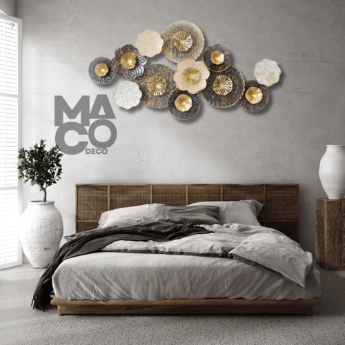 Image of MACODECO Big Metal Wall Art - Elegant Wall Decor for Living Room - Sophisticated home Decor Items - Quality Wall Decor Items for Living Room, bedroom, kitchen, office, cafes, restaurants