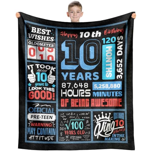 EQNWI 10 Year Old Boy Birthday Gift, Gifts for 10 Year Old Boys, 10th Birthday Gifts for Boy Blanket...