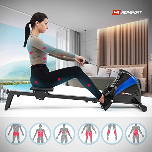 Hop-Sport Rudergerät für Zuhause Boost – Rudergerät klappbar mit kugelgelagertem Sitz, Computer & Magnetbremssystem, 10… – Bild 5