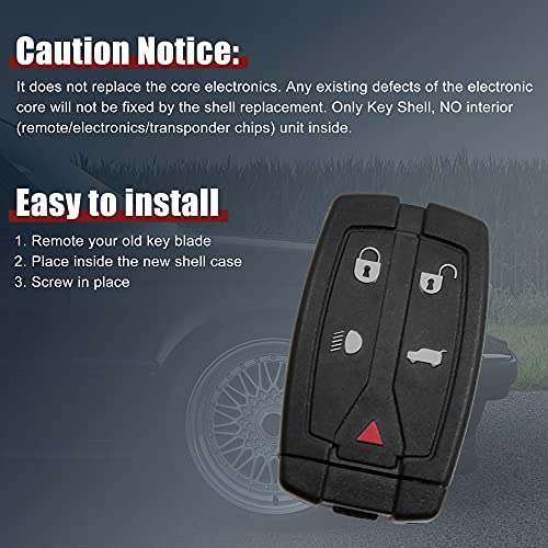 uxcell New 5 Buttons Uncut Insert Key Fob Remote Control Case Shell Replacement 3043A-TX9 for Land for Rover Freelander Discovery 2 by uxcell - Image 6