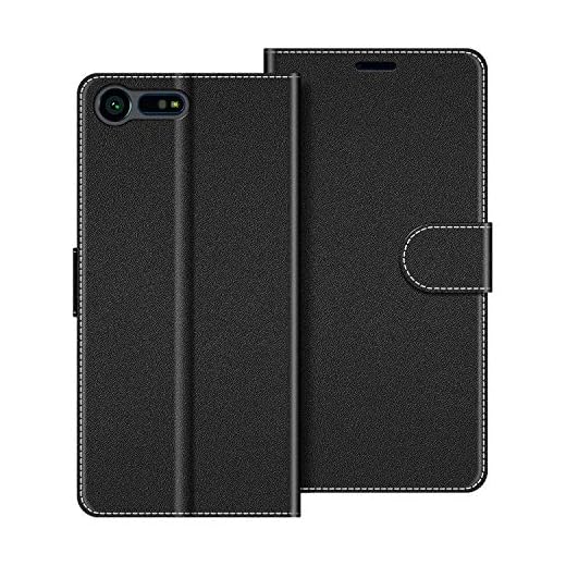COODIO fodral till Sony Xperia X Compact, magnetiskt flip-fodral telefonfodral kompatibel med Sony Xperia X Compact mobilfodral, Svart