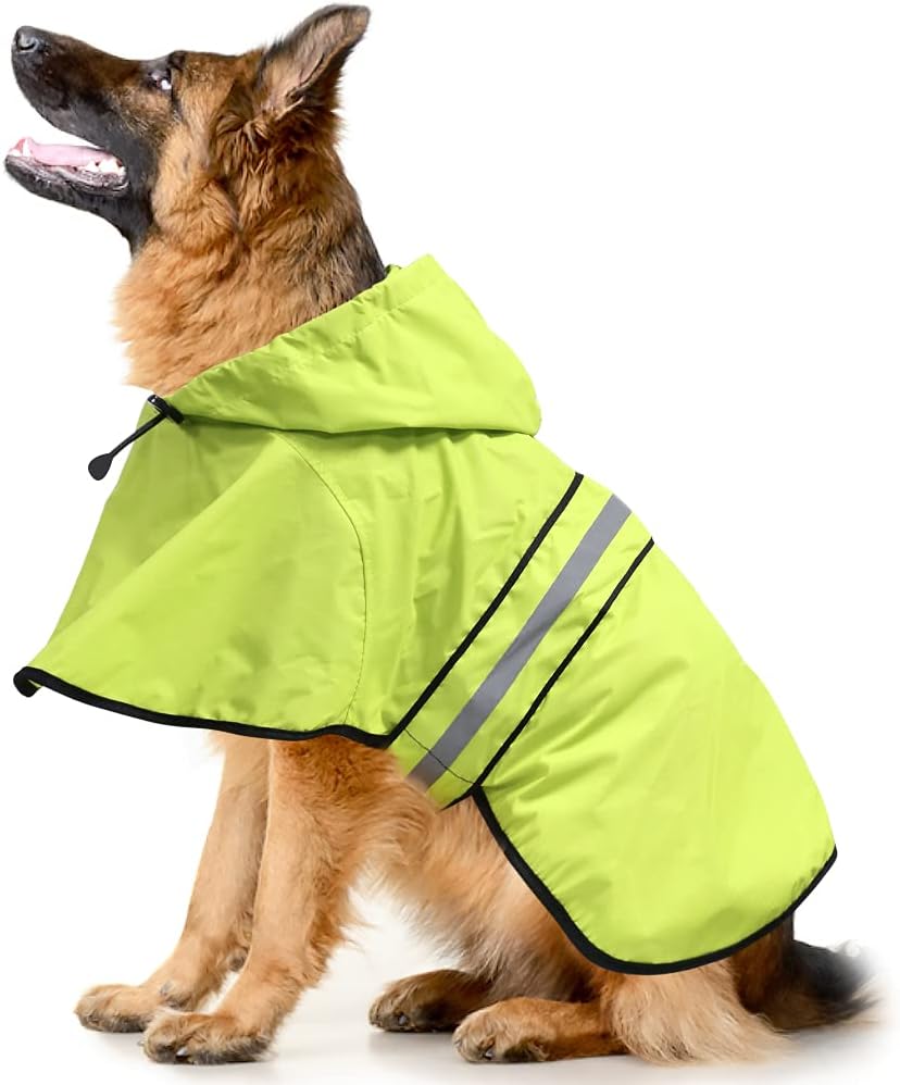 Ezierfy Dog Raincoat Reflective Pet Rain Jacket for Dogs, Adjustable