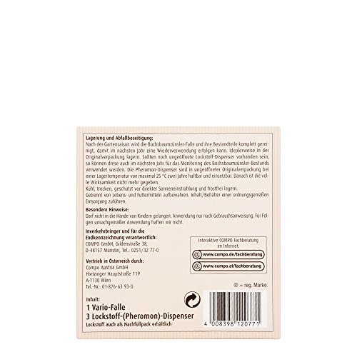 COMPO Buchsbaumzünsler-Falle, Inkl. 3 Lockstoff-Dispenser, Insektizid-frei - 4