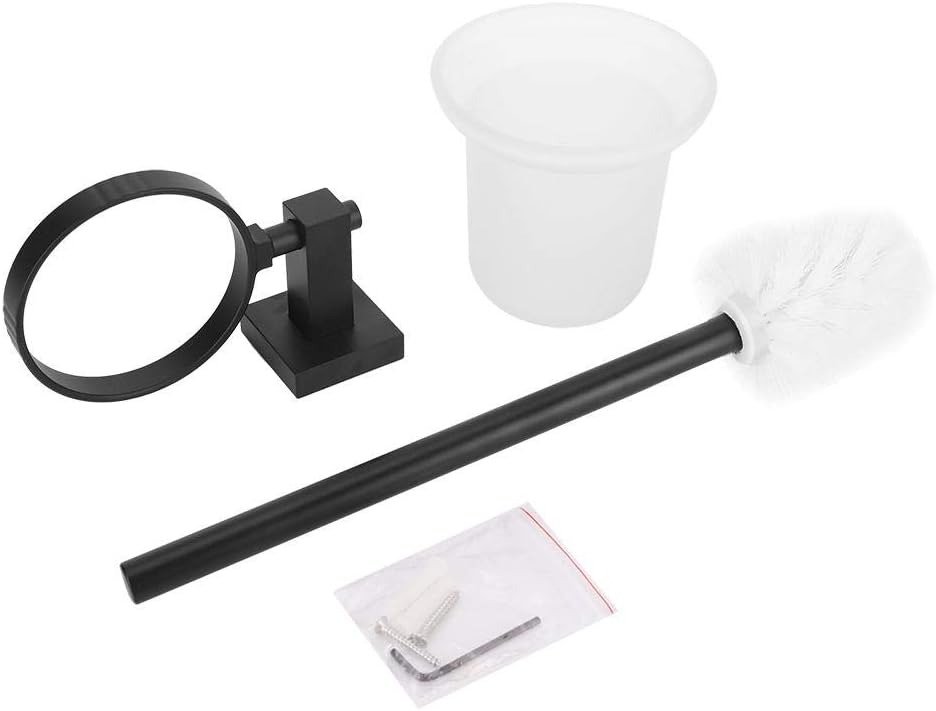 TOPINCN Household Black Bathroom Toilet Brush Holder Set Wall Mounted Long Handle Brush with Cup