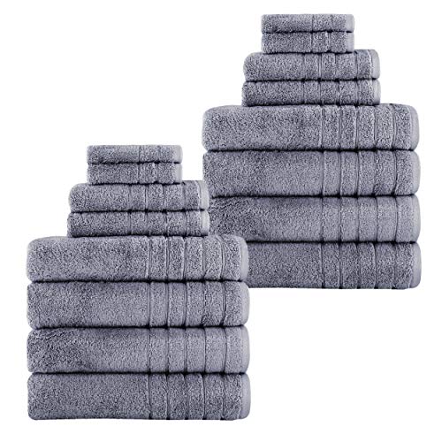 Towels Beyond - Luxury Towel Set for Bathroom, 100% Turkish Cotton, Quick Dry, Soft and Absorbent Bath Towels, Hand Towels, and Washcloths, Barnum Collection - 16-Piece Set (Grey)