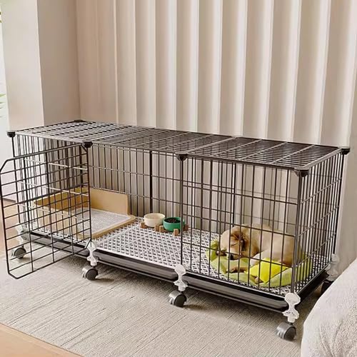犬 ゲージ, 犬ケージ, 犬用ケージ, ペット ケージ, 猫 サークル, 小型犬・中型犬用, 室内用, 子猫用ケージ, トイレ一体型犬小屋, 万能車輪, フットパッド付き (Size : B)
