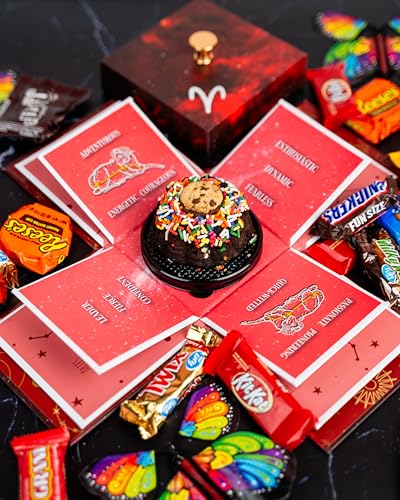 Astrology Aries - No Setup Required Flying Butterfly Surprise Explosion Gift Box by Send A Cake - Delicious 3" Mini Bundt Cakes - Birthday Gift for Women, Men, Adults, Kids & Ideal for All Occasions