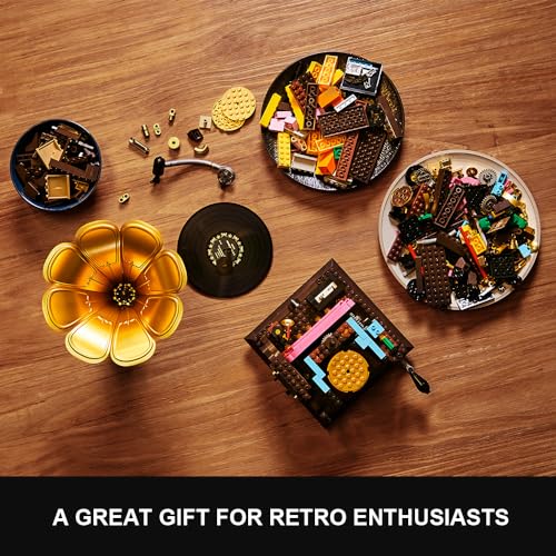 PANTASY Vintage Gramophone Building Block Set Retro Music Player Model Kit A Musical Nostalgia Masterpiece Realistic Turntable & Rotating Photo Album - Image 4