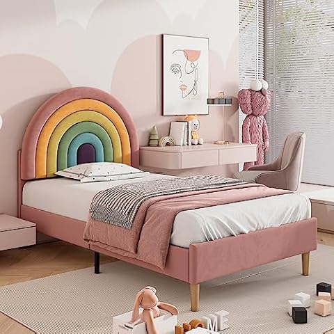 BTM Velvet Bed Frame with Adjustable Headboard Cover