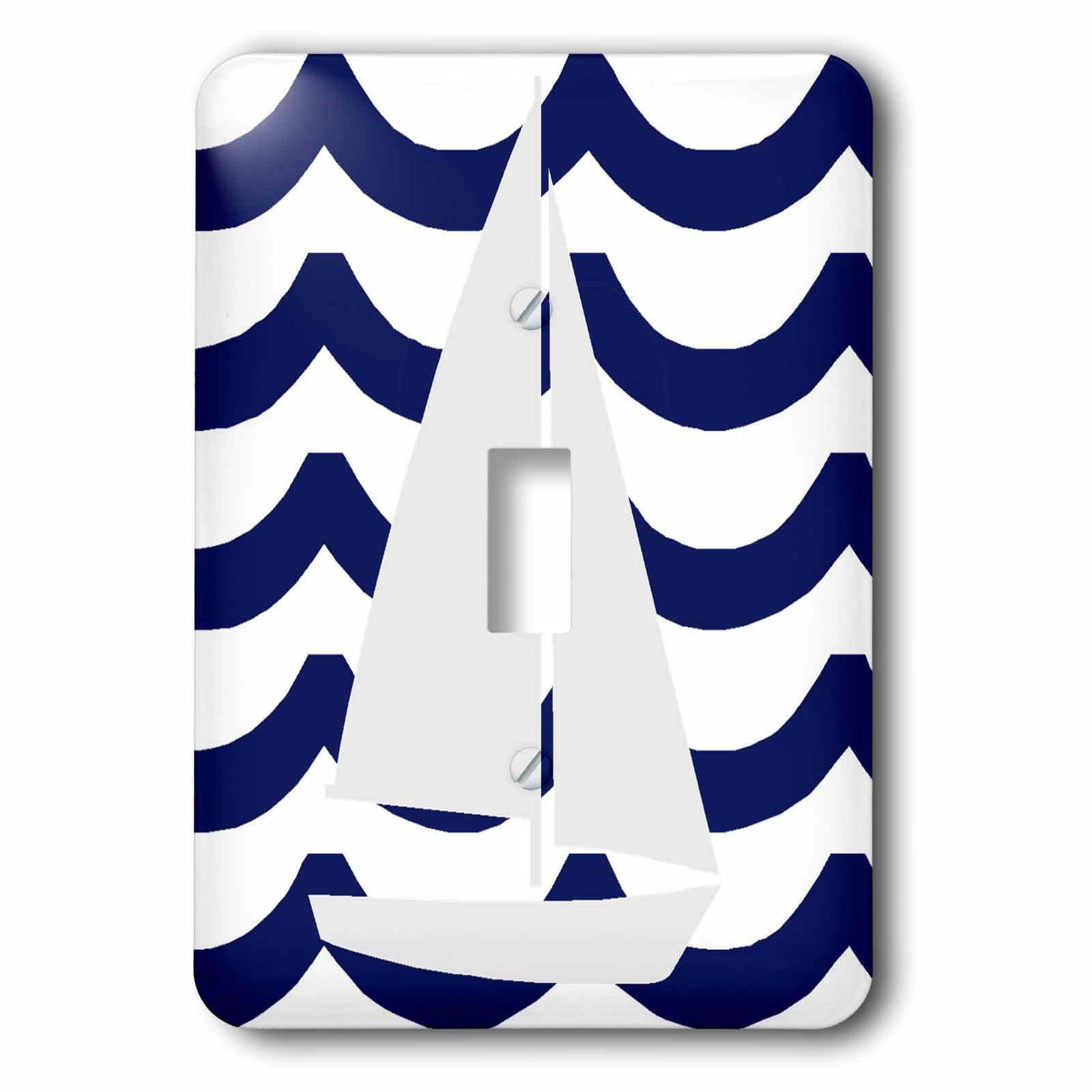 Voilier blanc interrupteur simple vagues bleues déco marine 3Drose LSP 39105 1