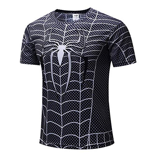 GOODEF Spiderman BlueMan Short Sleeve Compression Men's T Shirt Fitness Sport Gym Compression Avengers Short Shirt Gym Training T-Shirt