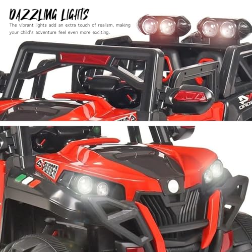 SRECAP Battery Operated 4x4 Jeep for Kids, Ride on Toy Kids Car with Light & Music | Electric Jeep Battery Car | Baby Big Car for Kids to Drive 1 to 9 Years Boys Girls (Red) - Image 2