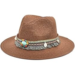 FASLOLSDP Sombrero de pescador para niña de 2 años unisex retro chaleco, sombrero de equitación de vaquero para adultos, cinturón de piel, gorra ancha, sombrero de paja de rana azul, café, Talla única