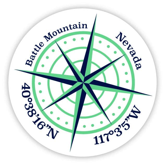 Battle Mountain Nevada 2-Inch Vinyl Decal Sticker Latitude Longitude Compass Design