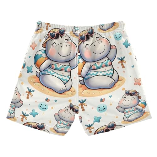 senya Cute Hippo Girl Boys Swim Trunks Toddler Shorts Swimwear Boardshorts2