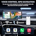 Portable Carplay Screen 10.26'' HD IPS Apple Carplay & Android Auto Screen for Car, Wireless Car Play Stereo with 4K Dash Cam/1080P Rear Camera, Car Audio Receivers,GPS Navigation,Mirror Link,FM,Siri