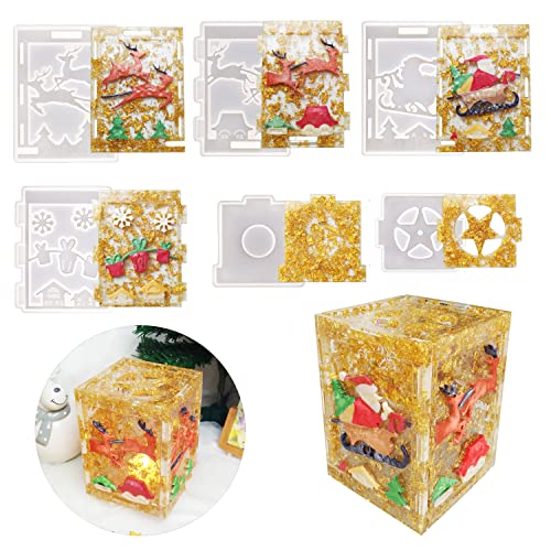 VERWIN Moules en résine pour lanterne de Noël - Moules en silicone pour fabrication de fête de Noël - Décoration d'intérieur Cover