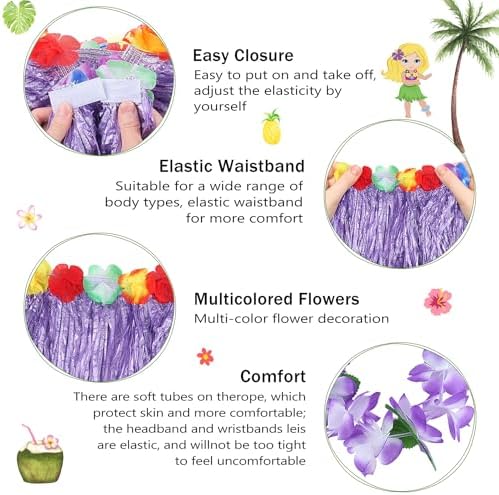30cm 6pcs/ Set Hawaiian Grass Skirt Performance Costume for Girls