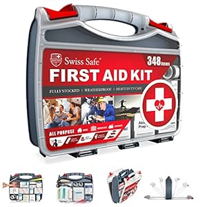 Swiss Safe 2-in-1 First Aid Kit for Car, Travel & Home, Businesses – 348 Piece Pocket Pouch for Medical Emergency Aide, Survival, Camping – FSA & HSA Eligible