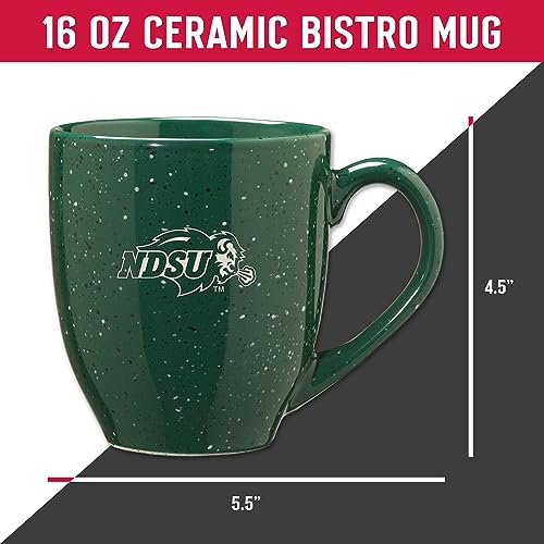 Image of Rico Industries NCAA North Dakota State Bisons Green Personalized 16 oz Team Color Laser Engraved Speckled Ceramic Coffee Mug