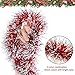 32.8 Ft Christmas Tinsel Garland, Red and White Garland, Thick White Snow Metallic Garland for Christmas Tree Wedding Birthday Disco Holiday Party