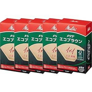 メリタ (Melitta) コーヒーフィルターペーパー 無漂白 オイル・雑味が出にくい 1~2杯用 NEWエコブラウン 100枚入り×5個セット