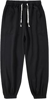 NHNKB Jogging Bottoms Men's Cotton Black Men's Sports Trousers Long Male Spring and Autumn Casual Fashion Plaid Embroidery Logo Solid Drawstring Trousers Jogging Bottoms Men Black