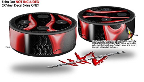 Skin Wrap Decal Set 2 Pack for Amazon Echo Dot 2 - Metal Flames Red (2nd Generation ONLY - Echo NOT Included)