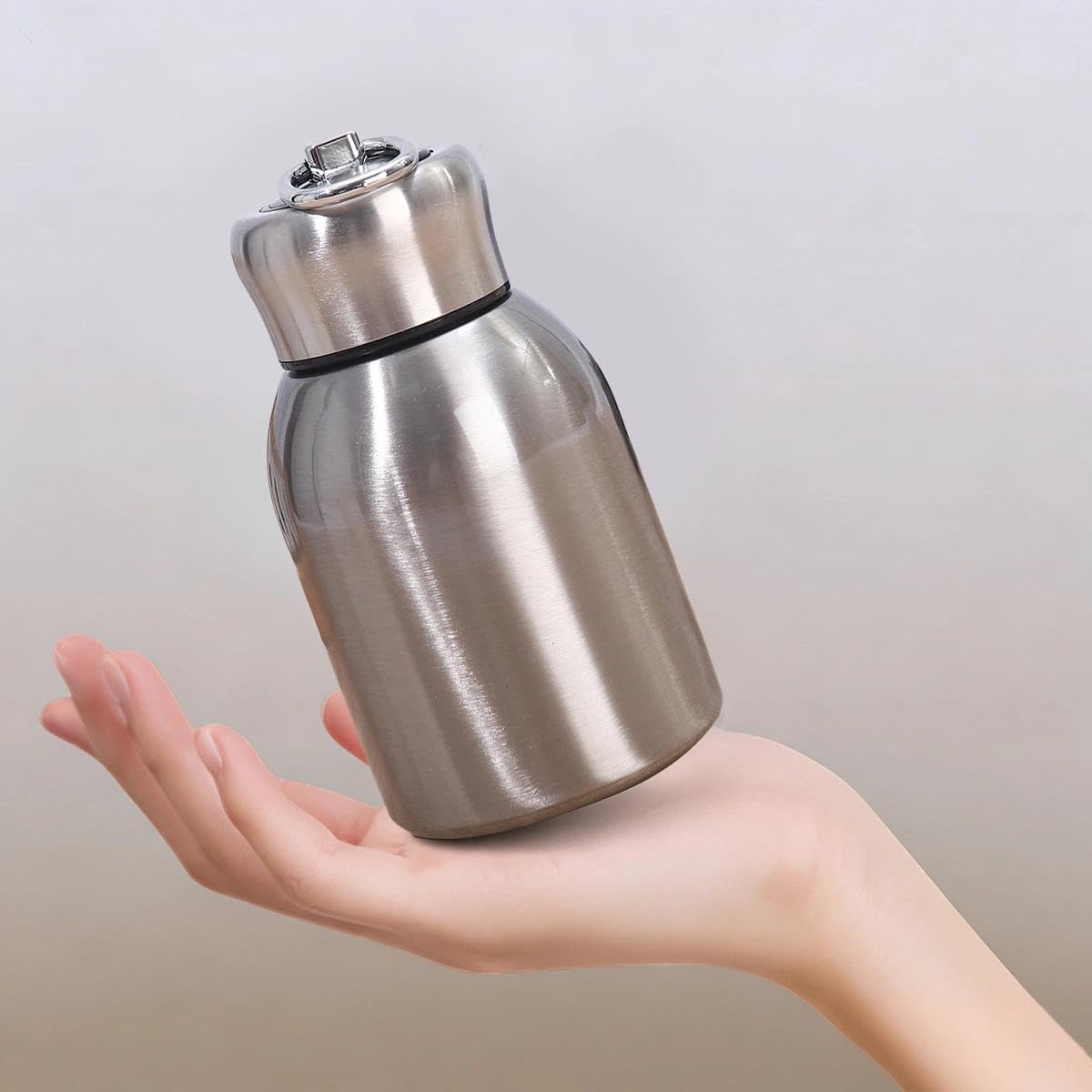 10oz Slim Stainless Steel Water Bottle Insulated Thermal Flask for Hot Cold Drinks, Compact for Women Men, Leakproof Portable Bottle for Camping Hiking Gym(Black)