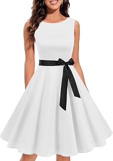 Womens Sleeveless Vintage Cocktail 1950s Retro Rockabilly Audrey Hepburn Tea Party Swing Dress