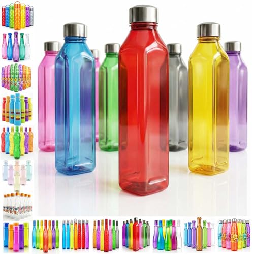Image of RED WIND Unbreakable 1 Litre Square Edge Water Bottles | Pack of 3 | Multicolor | Leakproof Screw Cap | BPA-Free | Bottles for Fridge, Home, Office, School and Travel
