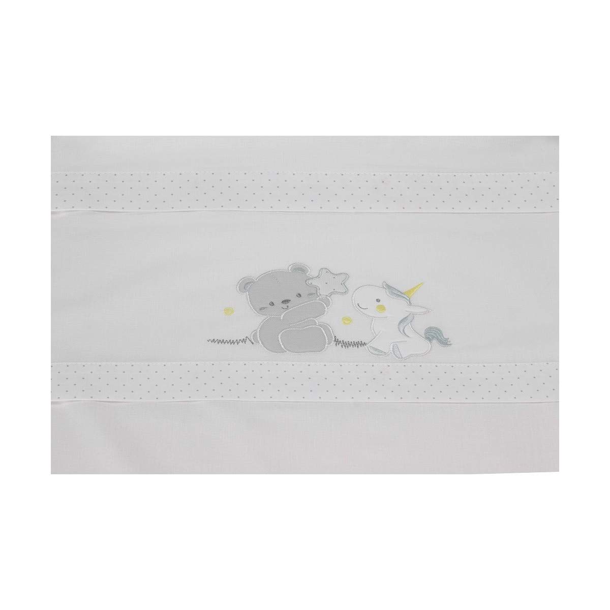 Sábanas Cuna Oso Unicornio Blanco Gris
