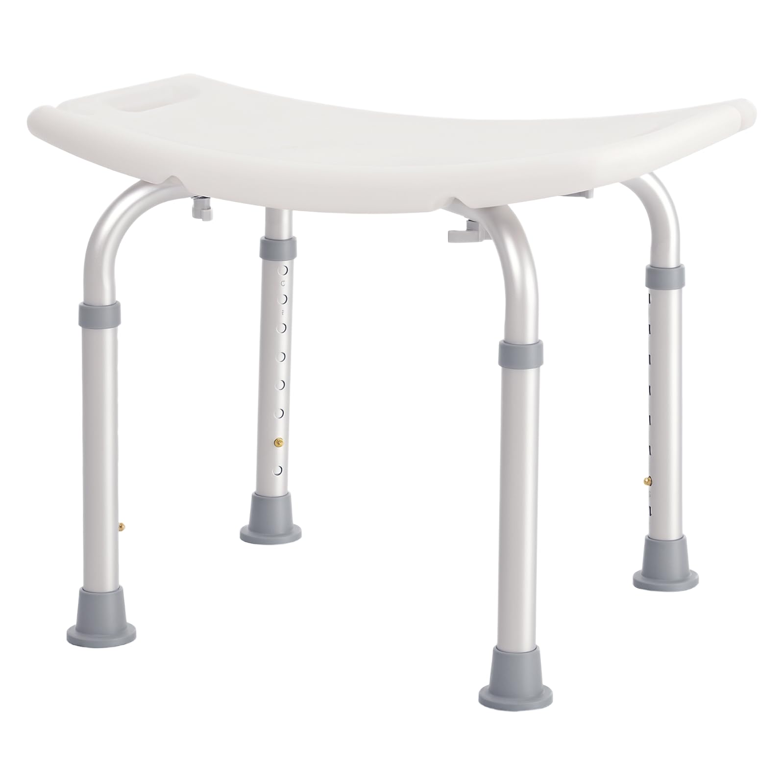 HOMCOM Height Adjustable Shower Stool, Aluminium Shower Chair, Non-Slip Bath Stool for Elderly, Disabled, Seniors, Pregnant, White