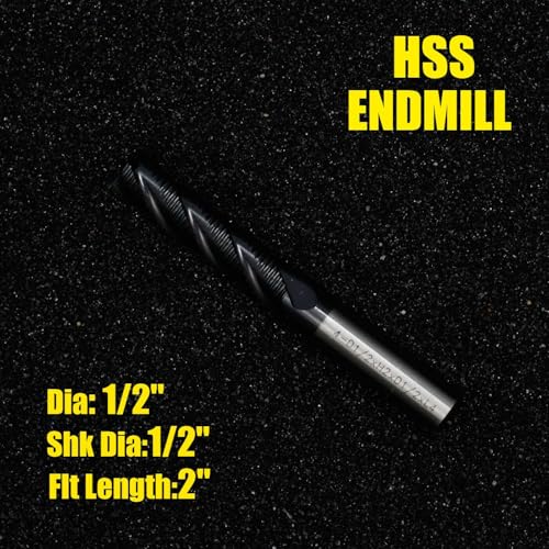 Image of Roughing End Mill JESTUOUS HSS Square Nose 4 Flute Fine Tooth Bit 1 /2 inch Shank Dia. 2 inch Flute Length for Milling Metal Steels,1 Piece
