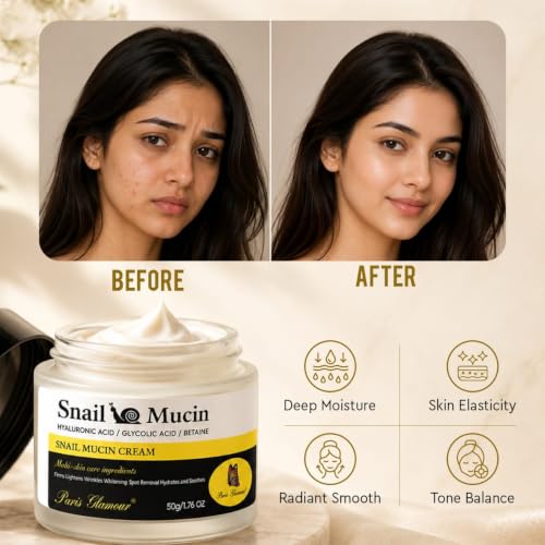 Image of Snail Mucin Face Cream, 50ml | All-in-One Wrinkle Care, Firming & Brightening, Lightweight, Non-Sticky Formula, Anti-Aging & Skin Repair