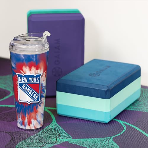 Image of Rico Industries NHL Hockey Team Color Tie Dye 24oz Metallic Acrylic Tumbler with Hinged Lid, Officially Licensed Double Wall Tumbler with Straw