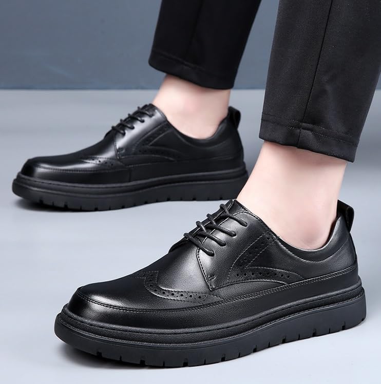 Men's Genuine Leather Dress Shoes Mens Formal Business Wedding Dress Shoes Comfort Business Casual Derby Shoes(7)3