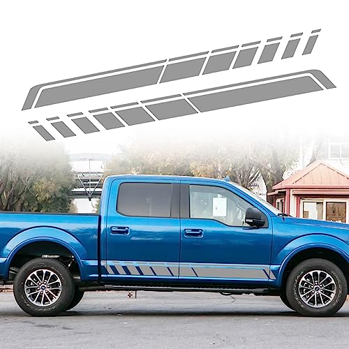 Image of ramuel Sports Racing Strip Stickers Side Skirt Vinyl Decals(2PCS,Grey