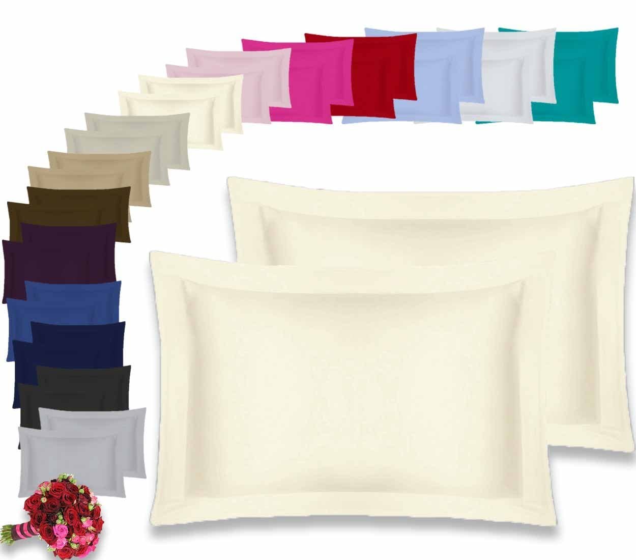 Oxford Pair Pillow Cases 100% Percale 180 Thread Count Hotel Quality * Textile.Plus* (Oxford Cream)