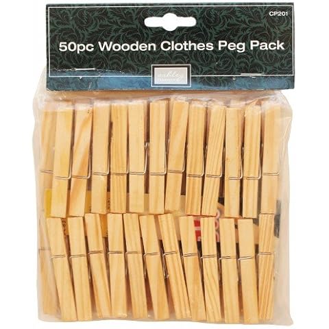 Ashley Housewares Branded pack of 50 Wooden Clothes Pegs Cover