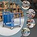 Yeeoy Steel Stock Cart Hand Truck with Side Walls, Heavy Duty Foldable Industrial Utility Dolly Portable Panel Trolley with 360° Swivel Wheels for Garage Warehouse Factory丨750 Lbs Capacity, Blue