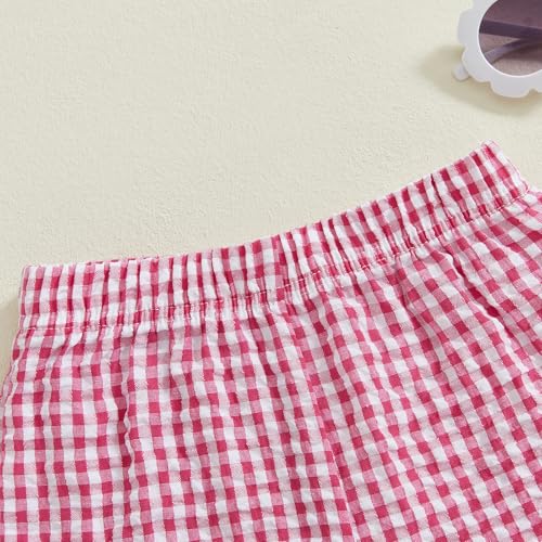 Toddler Baby Girl Plaid Ruffle Shorts Elastic Waist Wide Leg Gingham Boxer Shorts Infant Cute Summer Beach Checkered Bottoms4